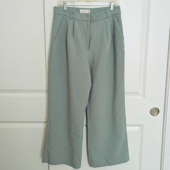 ABERCROMBIE & FITCH Curve Love Sloane Tailored Wide Leg Pant 31 12S Green Pleate - Picture 4 of 10